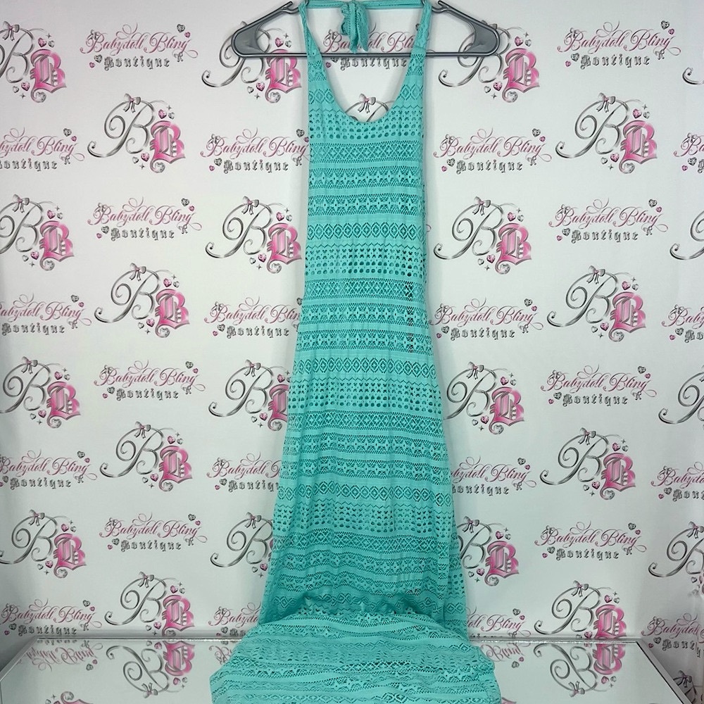 Venus Aqua Lace Maxi Dress